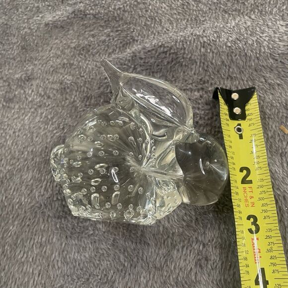Vintage Clear Art Glass Bunny Rabbit Paperweight 3" Controlled Bubbles - Picture 6 of 10